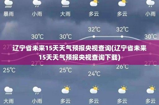 辽宁省未来15天天气预报央视查询(辽宁省未来15天天气预报央视查询下载)