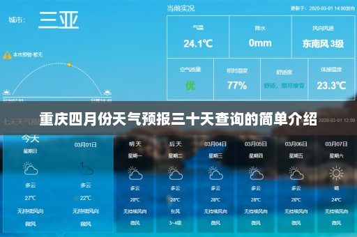 重庆四月份天气预报三十天查询的简单介绍