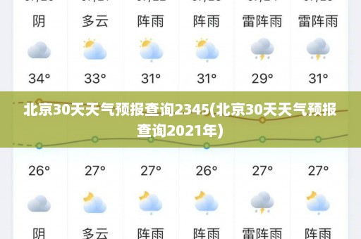 北京30天天气预报查询2345(北京30天天气预报查询2021年)