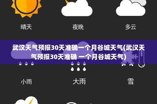 武汉天气预报30天准确一个月谷城天气(武汉天气预报30天准确 一个月谷城天气)