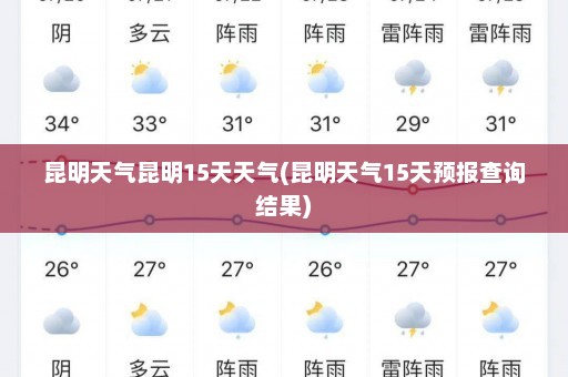 昆明天气昆明15天天气(昆明天气15天预报查询结果)