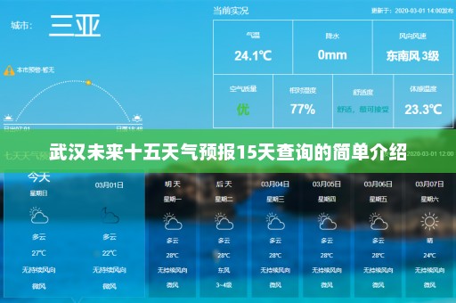 武汉未来十五天气预报15天查询的简单介绍