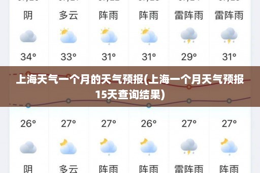 上海天气一个月的天气预报(上海一个月天气预报15天查询结果)