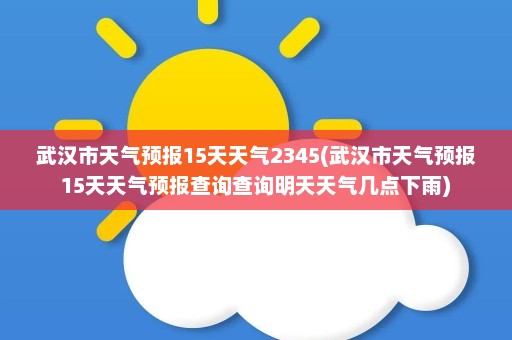 武汉市天气预报15天天气2345(武汉市天气预报15天天气预报查询查询明天天气几点下雨)