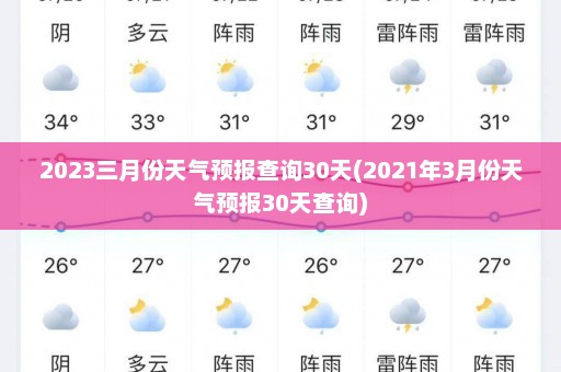 2023三月份天气预报查询30天(2021年3月份天气预报30天查询)