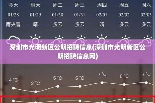 深圳市光明新区公明招聘信息(深圳市光明新区公明招聘信息网)