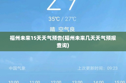 福州未来15天天气预告(福州未来几天天气预报查询)