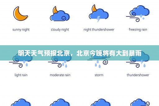 明天天气预报北京，北京今晚将有大到暴雨