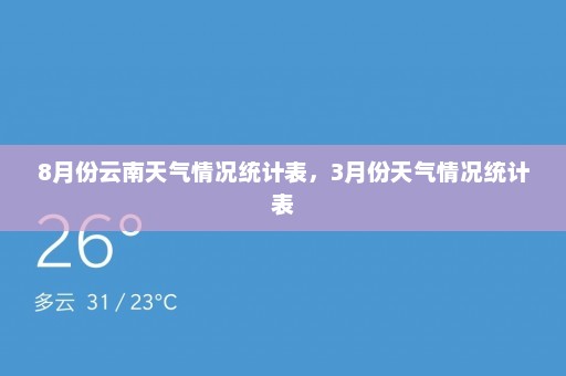 8月份云南天气情况统计表	，3月份天气情况统计表