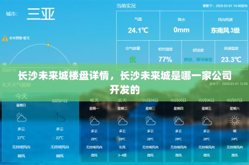 长沙未来城楼盘详情	，长沙未来城是哪一家公司开发的