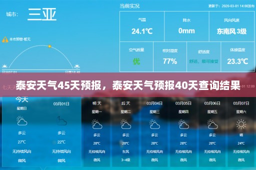 泰安天气45天预报	，泰安天气预报40天查询结果