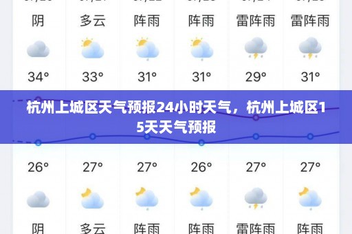 杭州上城区天气预报24小时天气	，杭州上城区15天天气预报