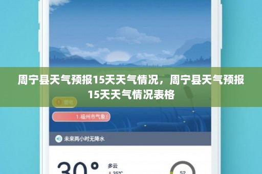 周宁县天气预报15天天气情况，周宁县天气预报15天天气情况表格