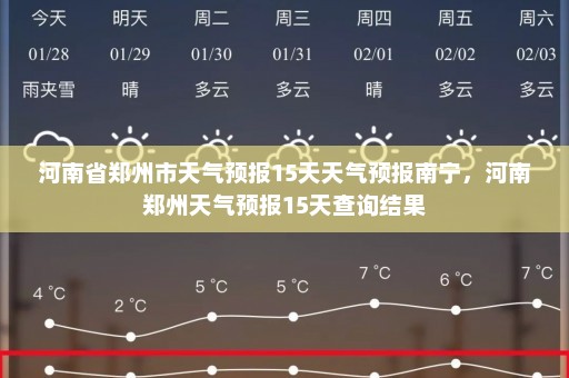 河南省郑州市天气预报15天天气预报南宁，河南郑州天气预报15天查询结果