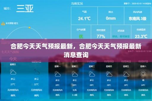 合肥今天天气预报最新，合肥今天天气预报最新消息查询