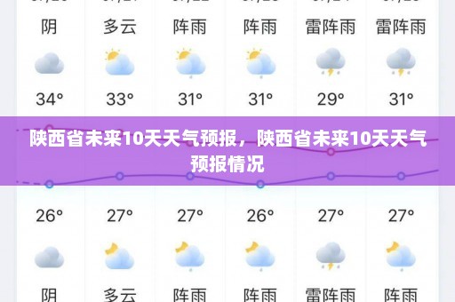 陕西省未来10天天气预报，陕西省未来10天天气预报情况