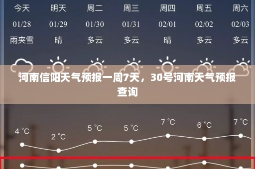 河南信阳天气预报一周7天，30号河南天气预报查询