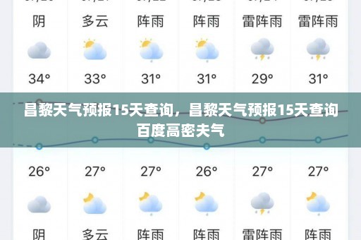 昌黎天气预报15天查询	，昌黎天气预报15天查询百度高密夫气