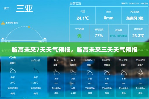 临高未来7天天气预报	，临高未来三天天气预报