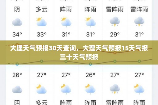 大理天气预报30天查询，大理天气预报15天气报三十天气预报