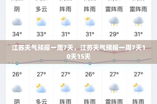 江苏天气预报一周7天，江苏天气预报一周7天10天15天